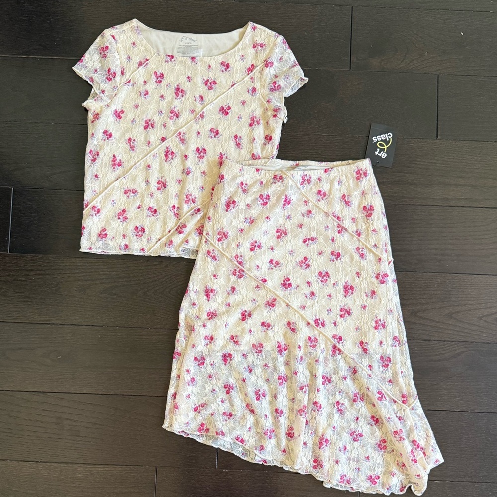 Floral Cream Skirt Set